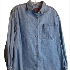 Vintage limited jeans Denim chambray longsleeve large shirt shacket button up